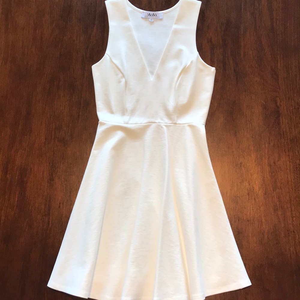 Lulu’s cream v-neck skater dress